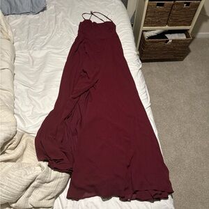 Burgundy Backless Maxi Dress